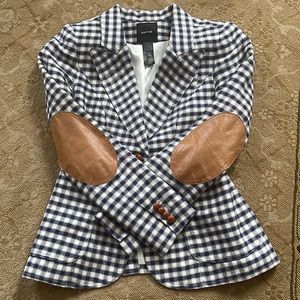 Stunning Smythe equestrian blazer with contrasting caramel leather elbow pads